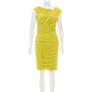 TADASHI SHOJI MESH RUCHED DRESS M.